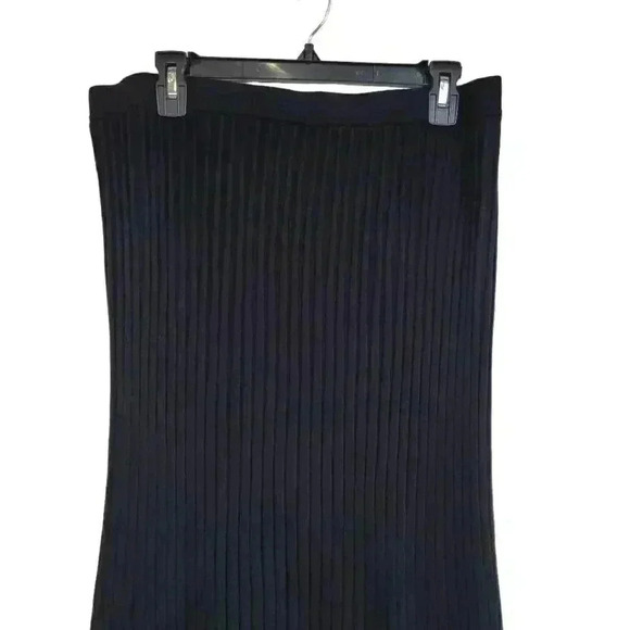 Adrianna Papell Women's Black Viscose/Poly Ribbed Knit Straight Skirt w Buttons - Picture 3 of 10